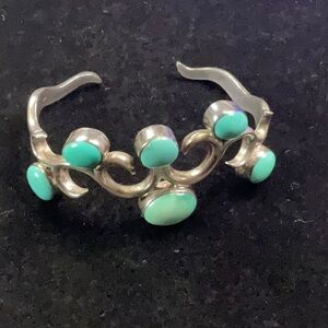 Genuine sterling  silver and turquoise cuff